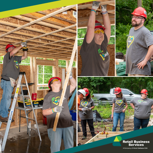 Collage of Retail Business Services associates volunteering for Habitat for Humanity
